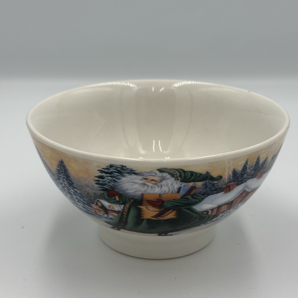 Folk Art Santa Pedestal Bowl